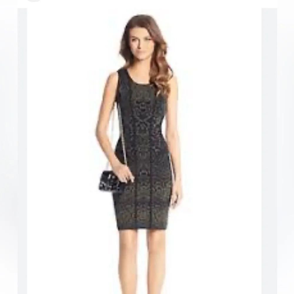 Diane Von Furstenberg (DVF) Black and Green Mini Bodycon Dress Size P (Petite)